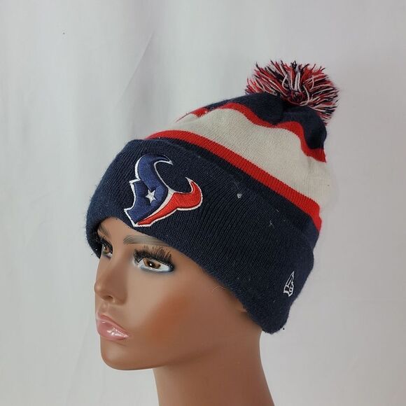 Houston Texans New Era Navy Repeat Cuffed Knit Hat with Pom - Picture 1 of 9